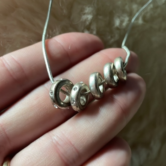 3/$20! silver necklace with five round hoops! - Picture 2 of 3